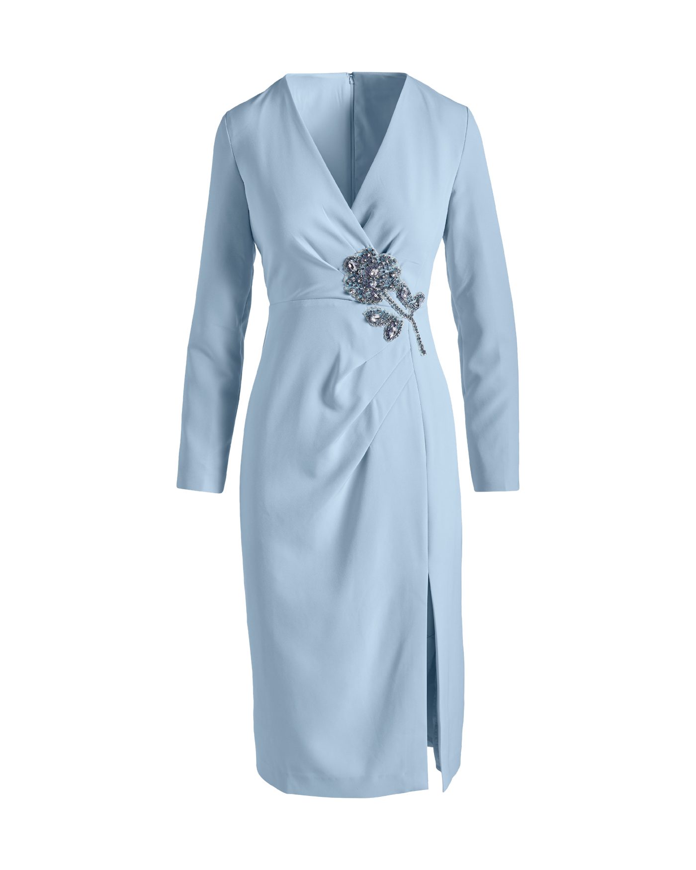 Embellished Surplice Sheath Dress
