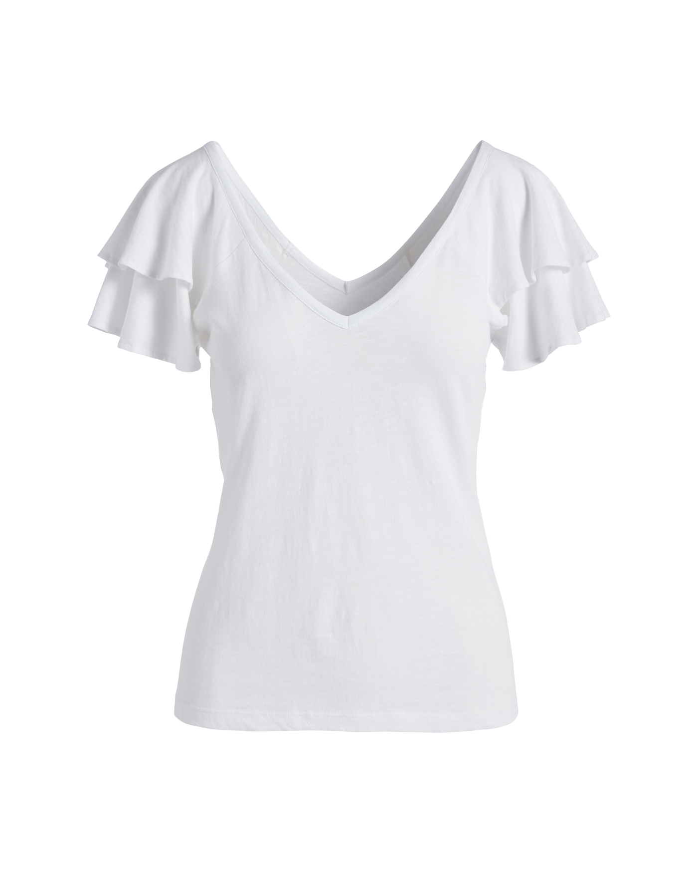 Ruffled Sleeve Casual Tee