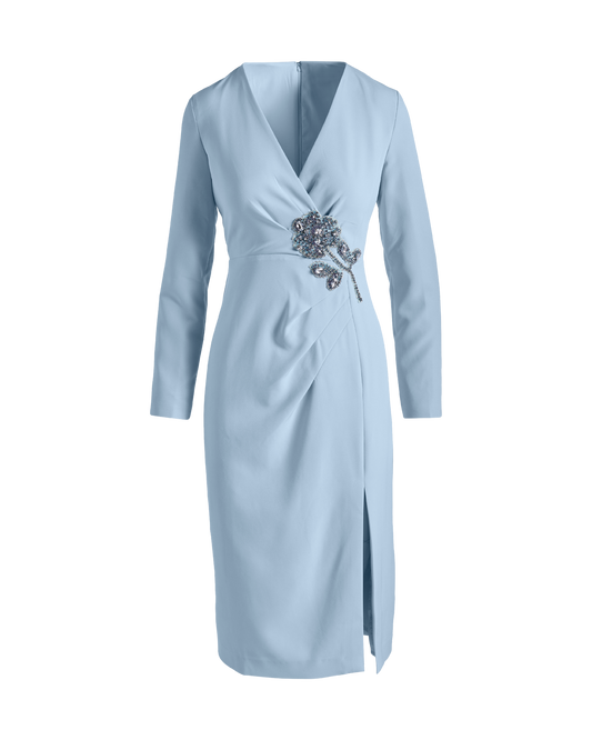 Embellished Surplice Sheath Dress